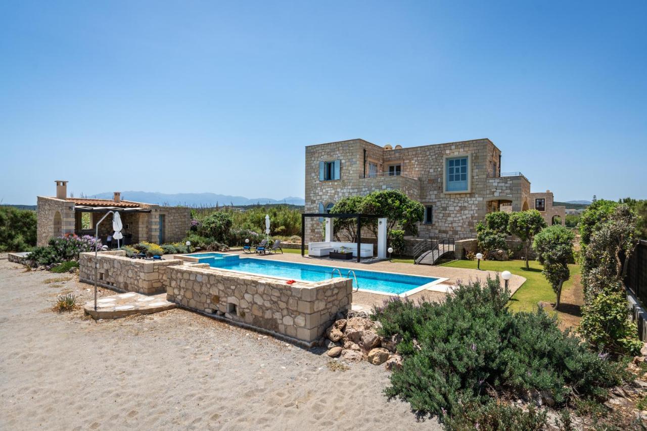 Beachfront Villa Turquoise With Private Pool, Bbq And Ping Pong Table Chania  Exteriör bild