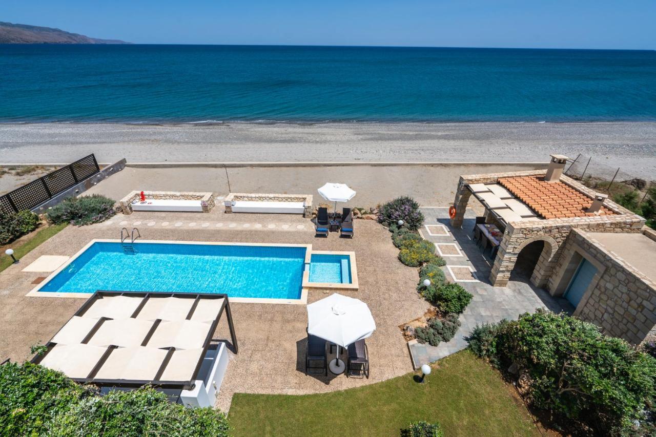 Beachfront Villa Turquoise With Private Pool, Bbq And Ping Pong Table Chania  Exteriör bild